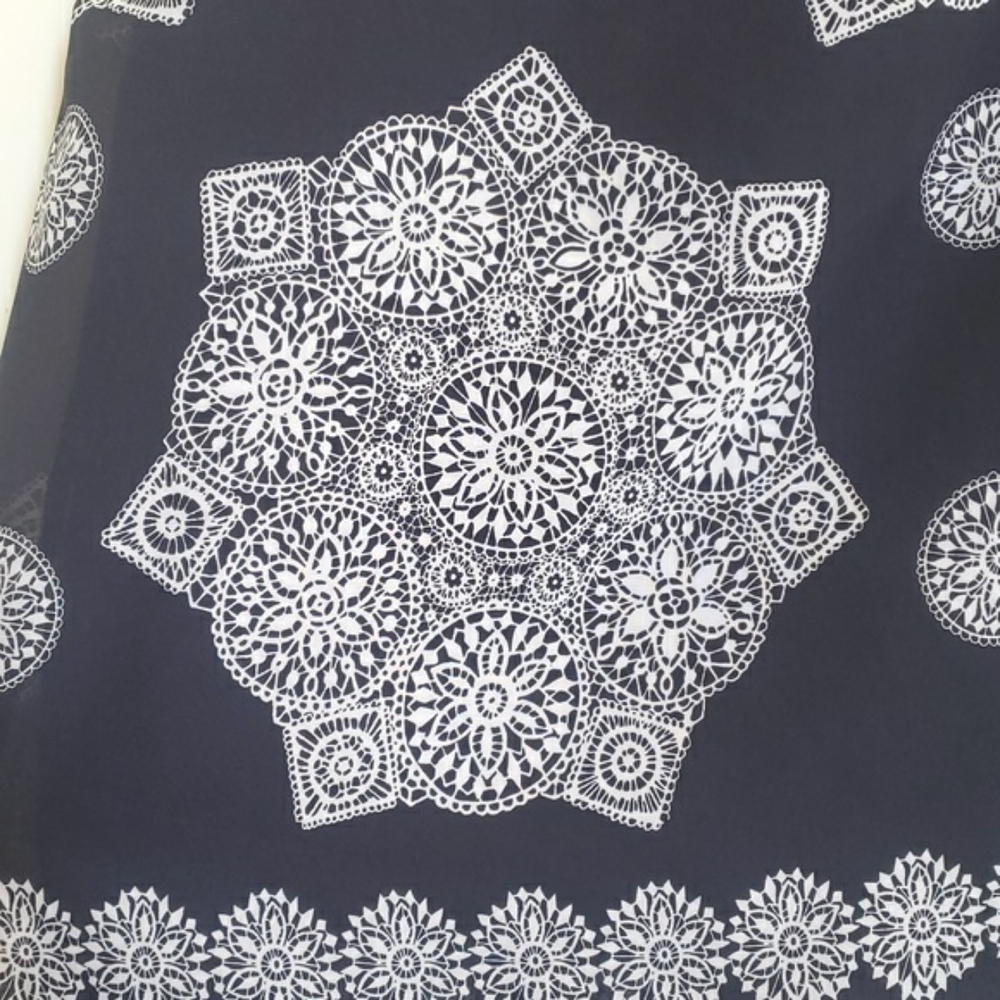 Vintage Navy Blue Mandala Print Flowy Pleated Skirt M/L - Picture 10 of 12